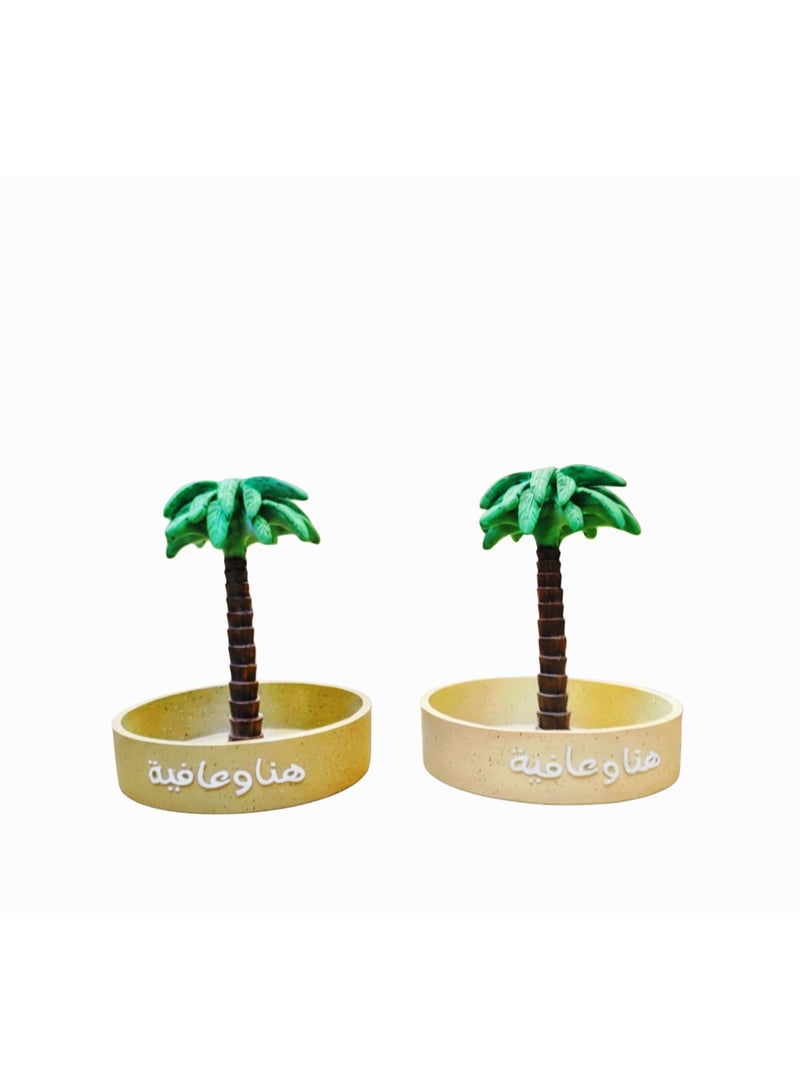 صينية تقديم مصغرة مزينة بشجرة نخيل استوائية - Image 1